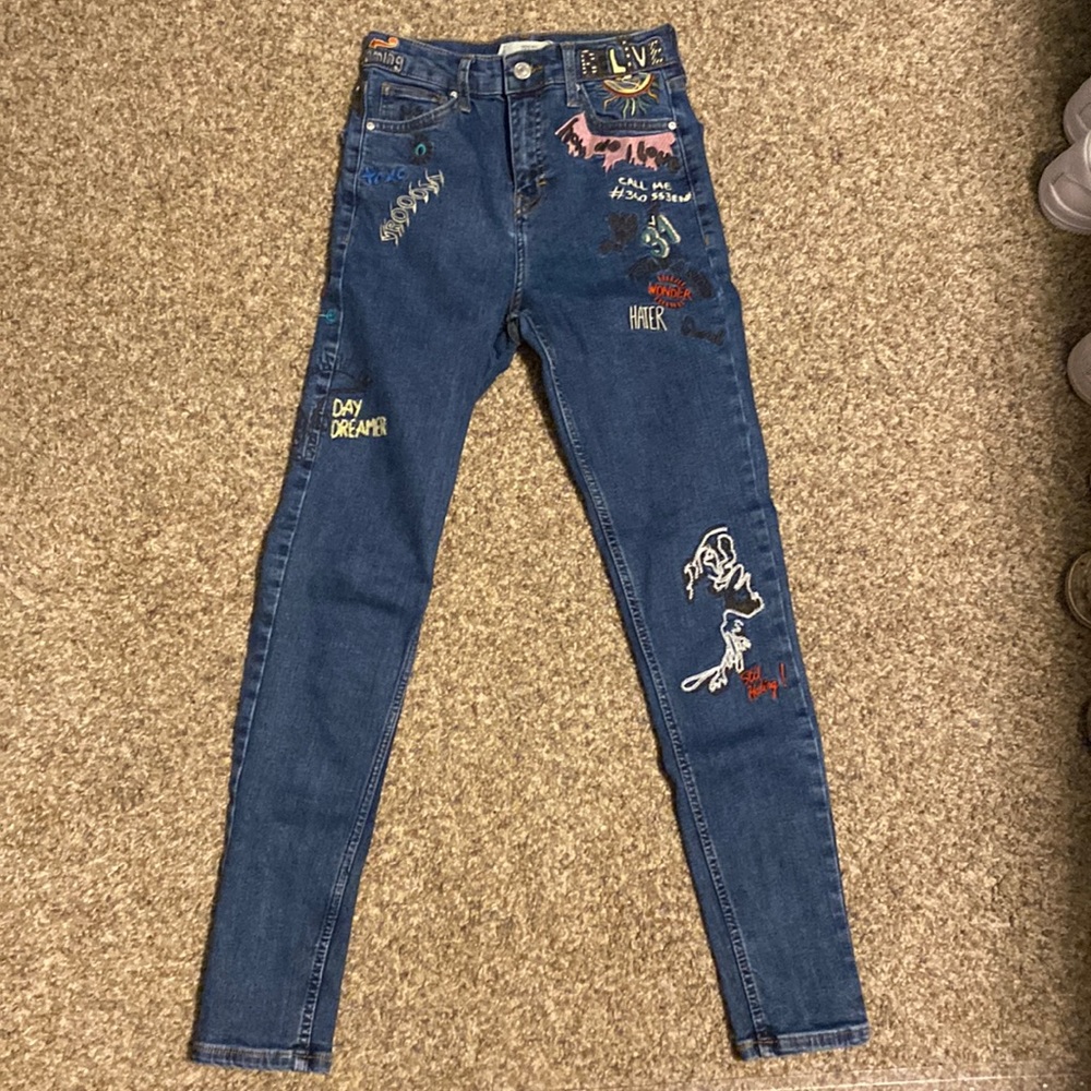 customized topshop jamie skinny jeans, W26